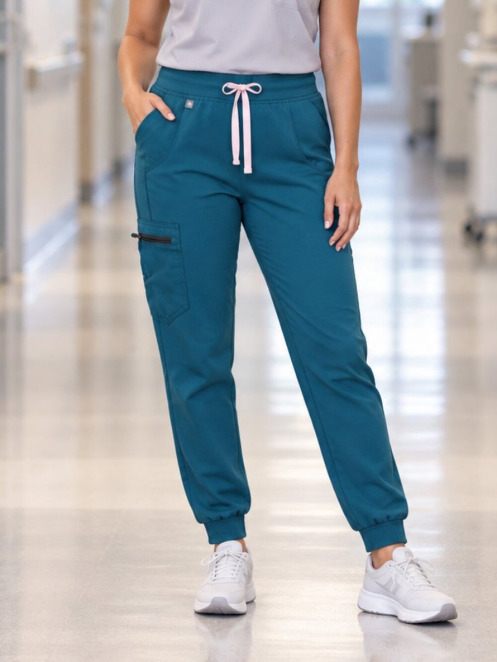 FIGS Teal Scrub Jogger Pants Pink Drawstring XS Tall